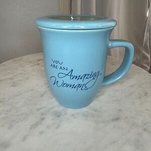 Abbey Gift‎ Coffee Mug Tea Cup Warmer Lid You Are An Amazing Woman Blue